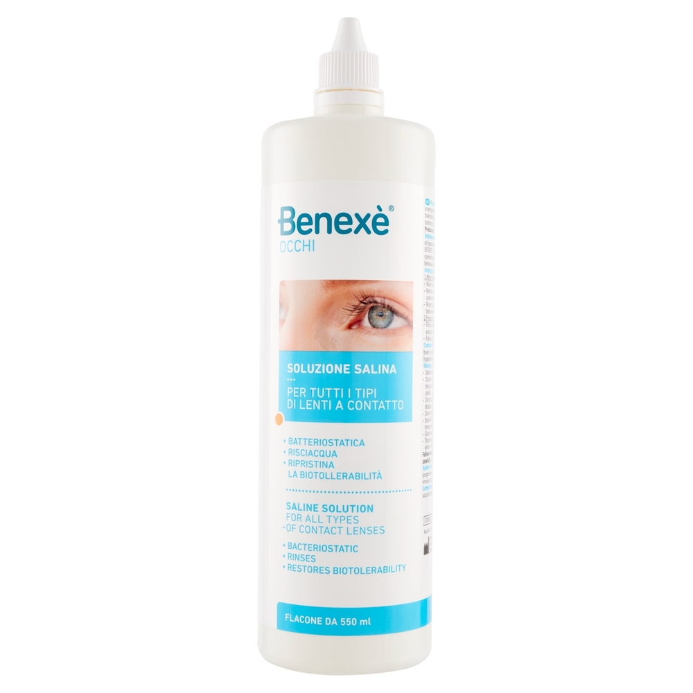 Benexè Occhi Soluzione Salina per Tutti i Tipi di Lenti a Contatto 550 ml